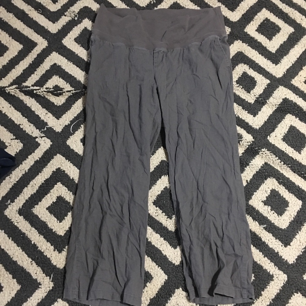 Linen Maternity Pants with Foldover Waistband